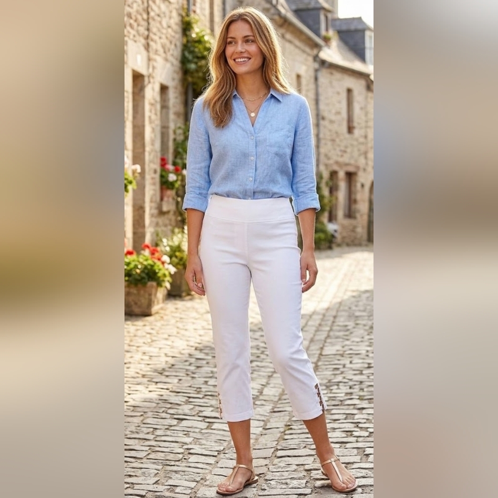✨️NWT Counterparts White Super Stretch Pull-On Capri Pants - Size M 👖